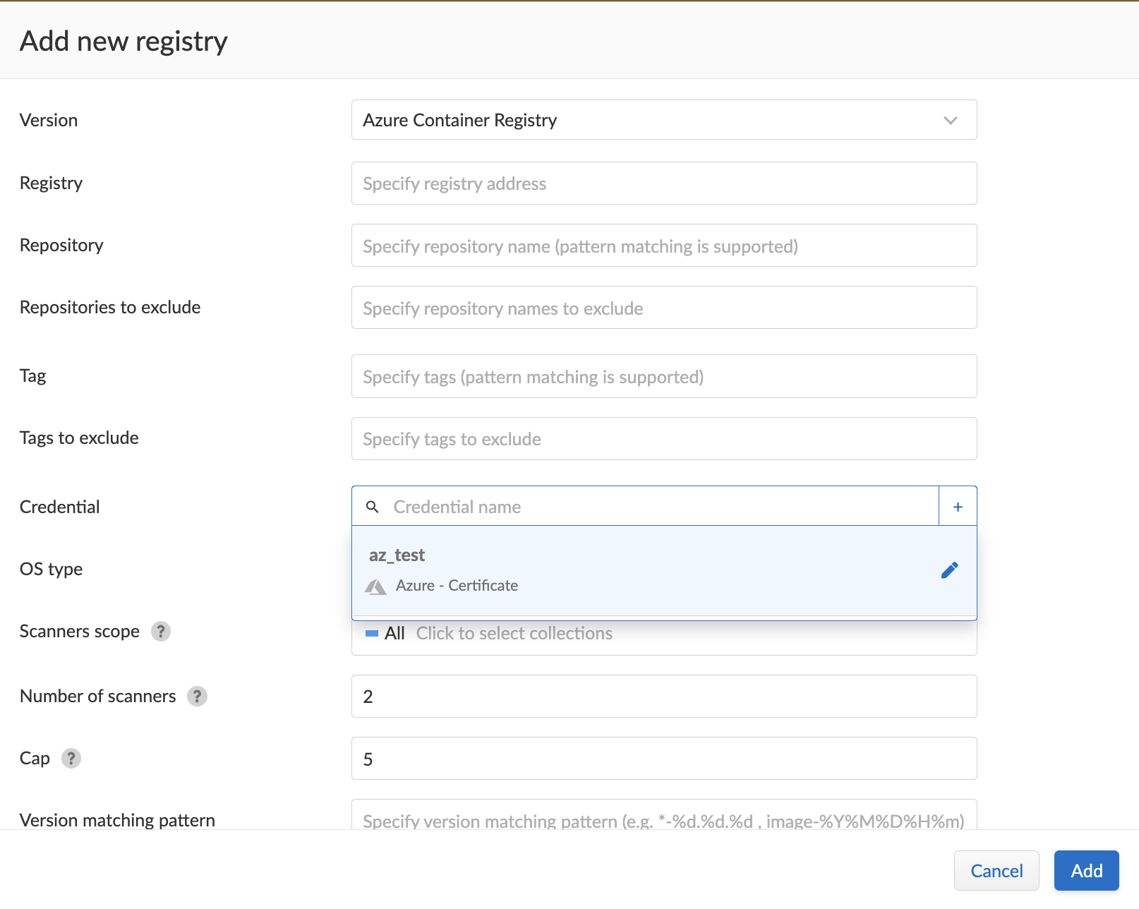 cloud accounts acr scanning