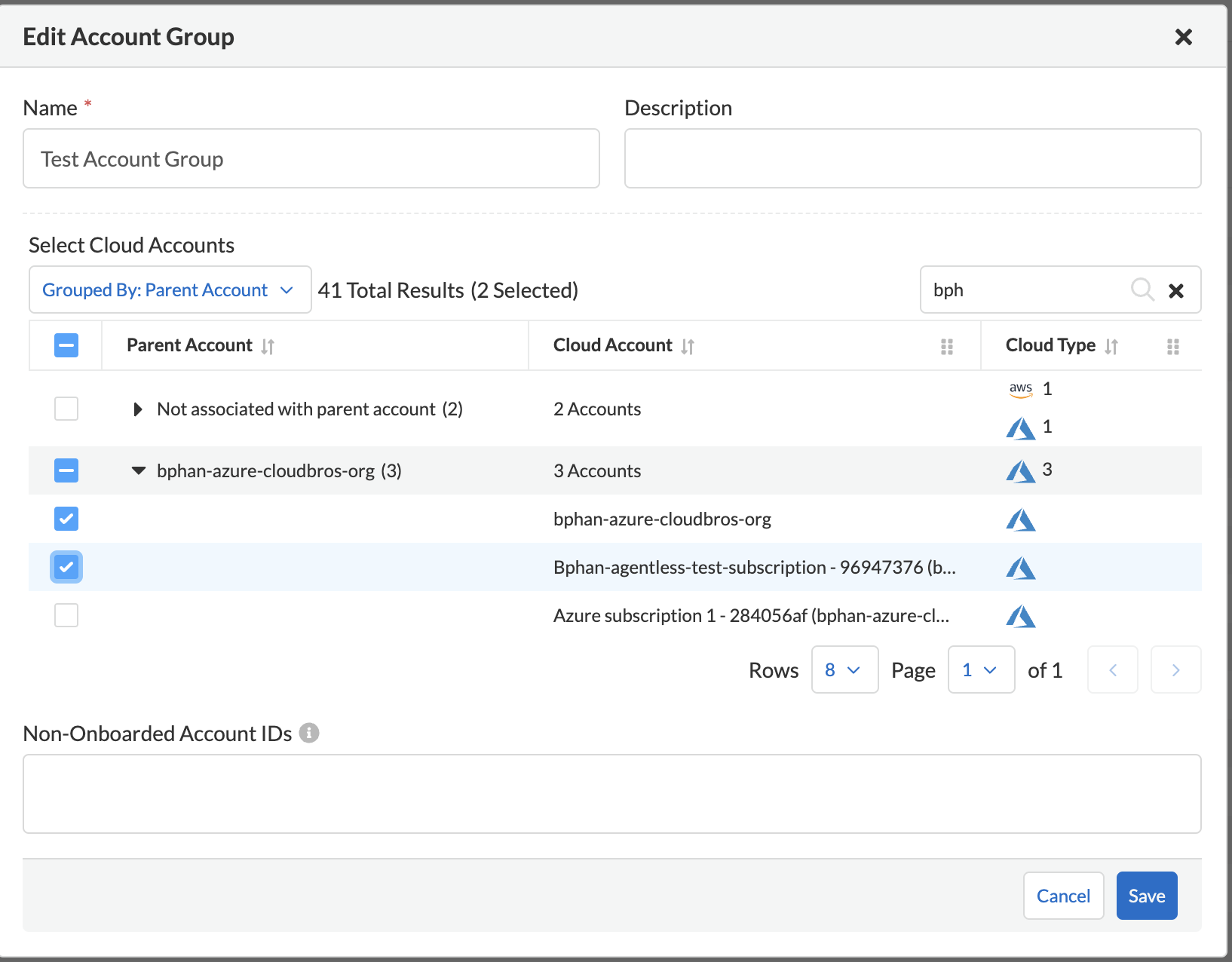 manage account groups by parent account expand child accounts