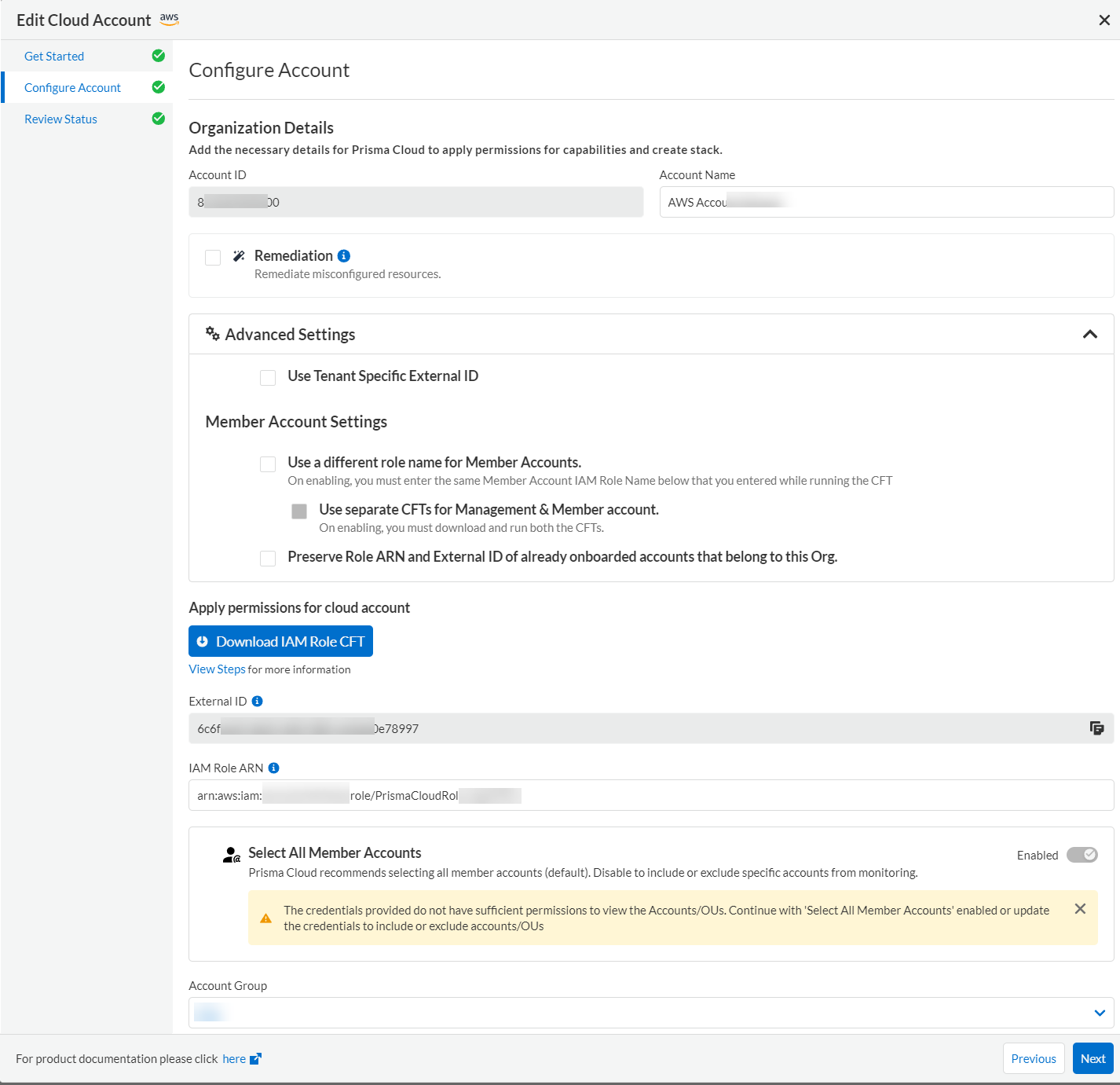 update aws org 1