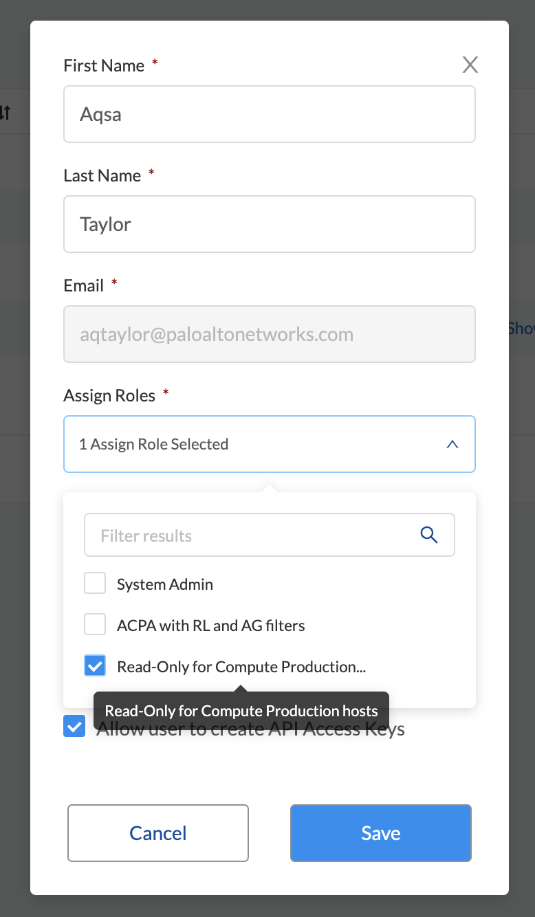 saas assign roles user