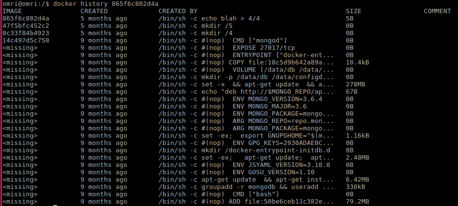 image scan reports docker history normal