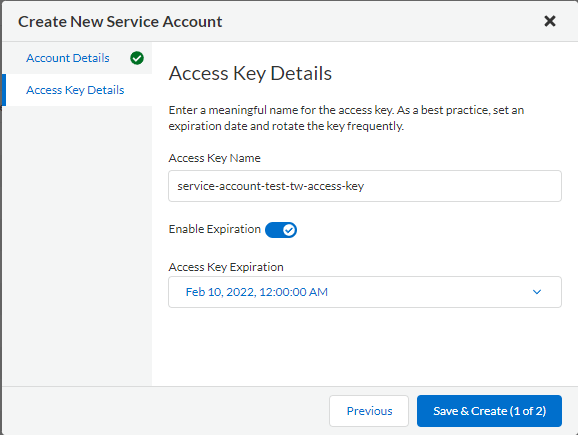 access key details 1