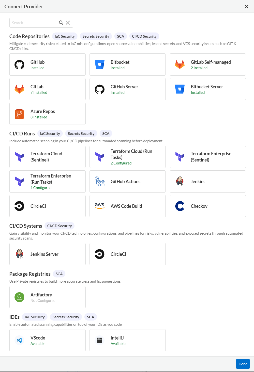 connect code build providers landing 1