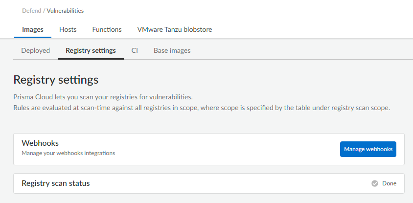 registry scanning webhooks