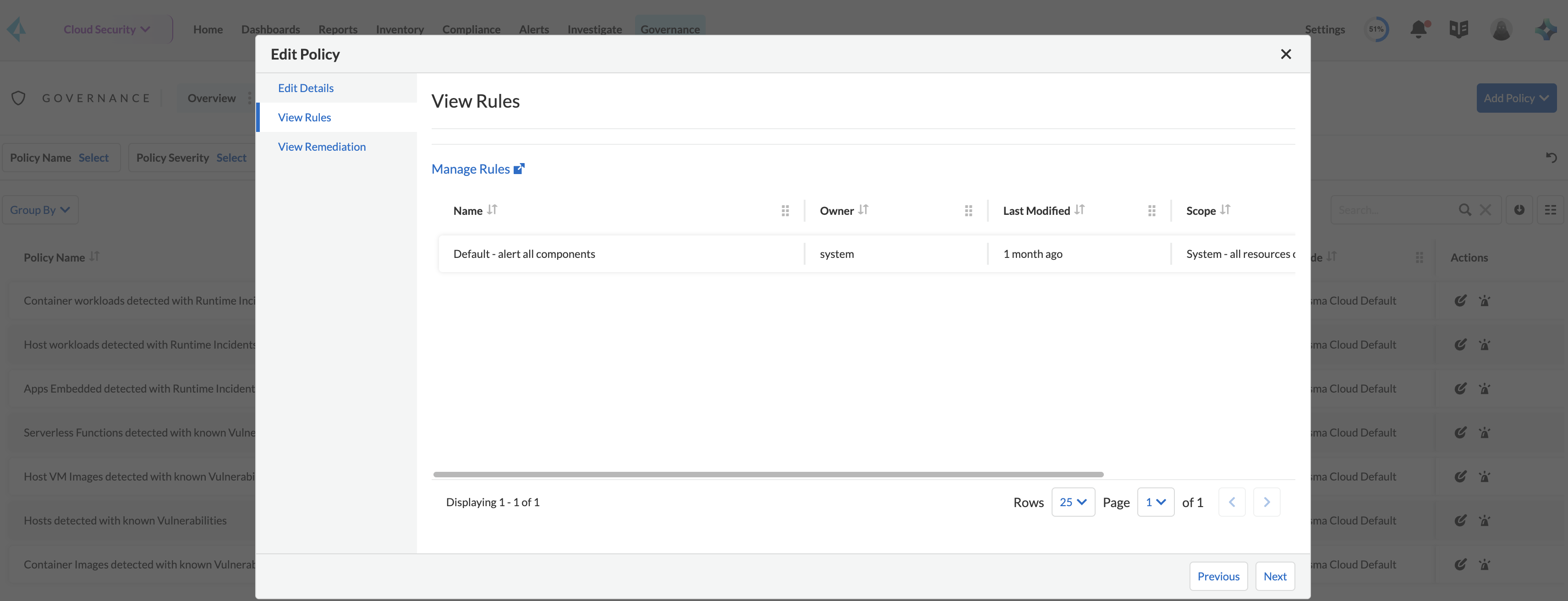 view workload policy rules