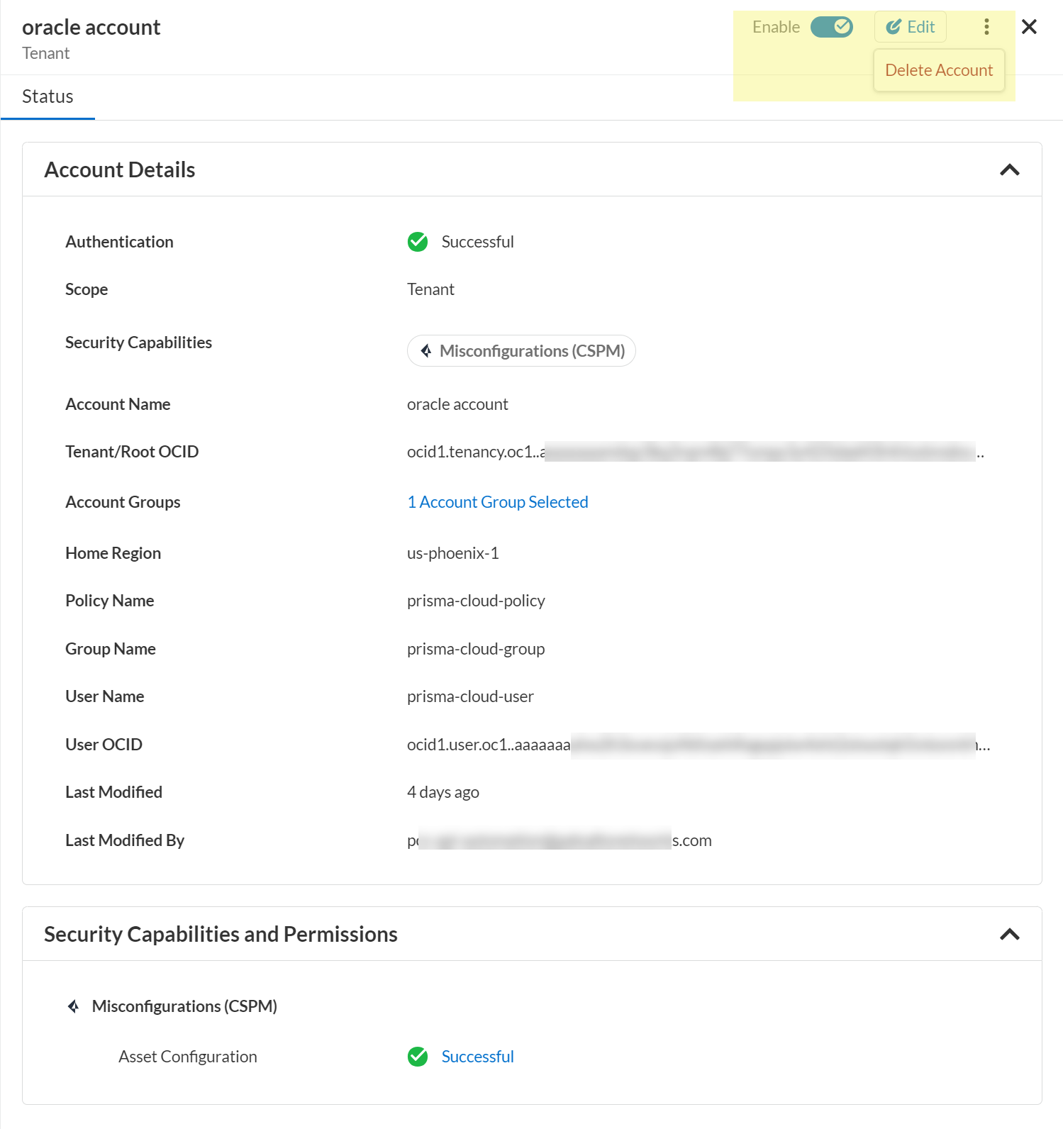 manage oci side panel