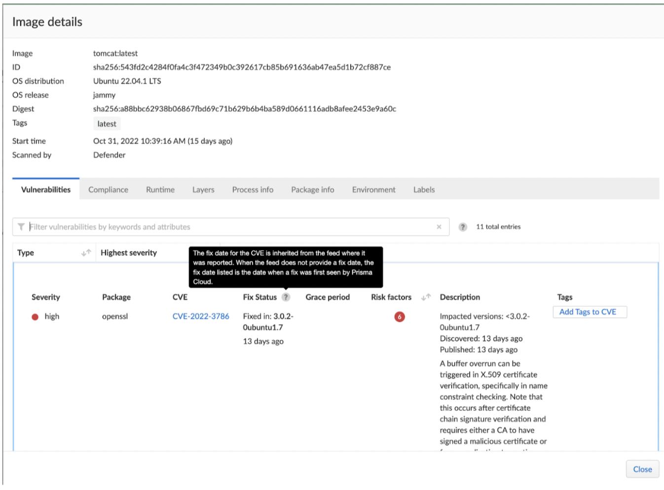 cve fix status