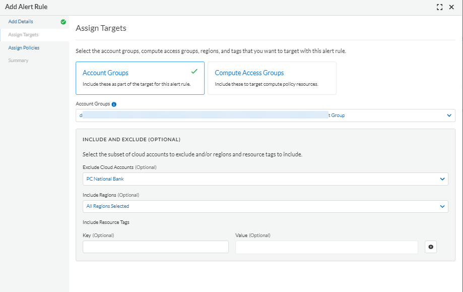 add alert rule assign targets 1