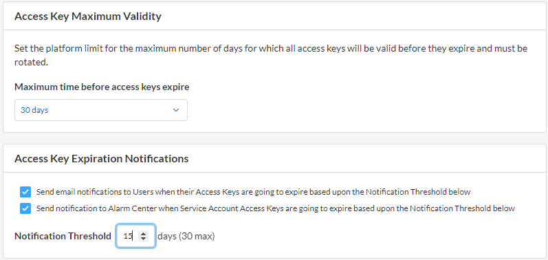 access key settings