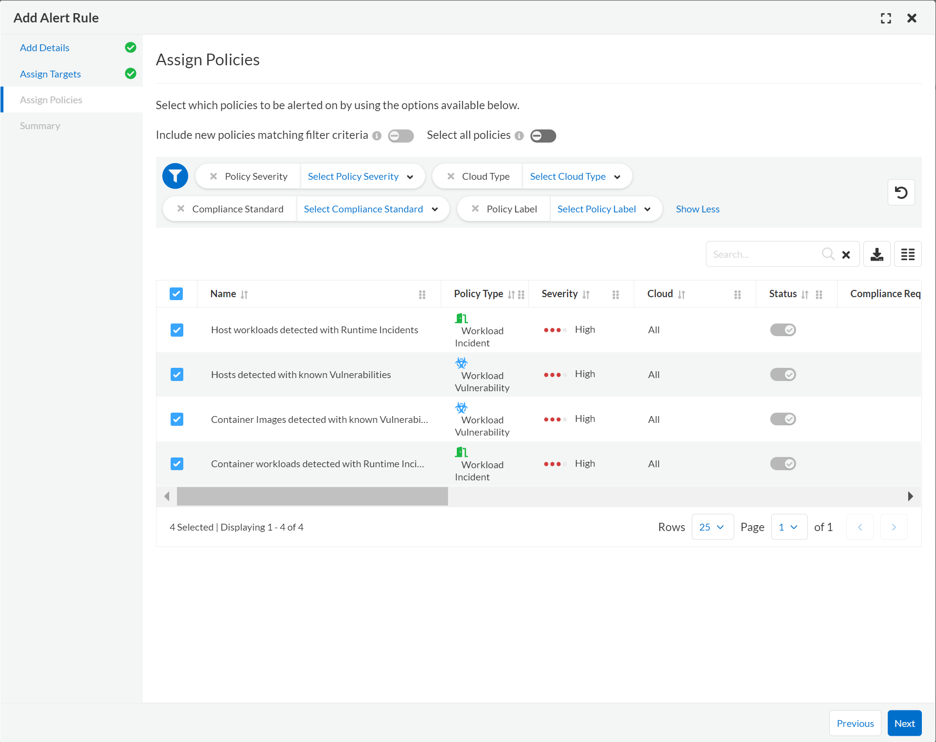 assign workload policies