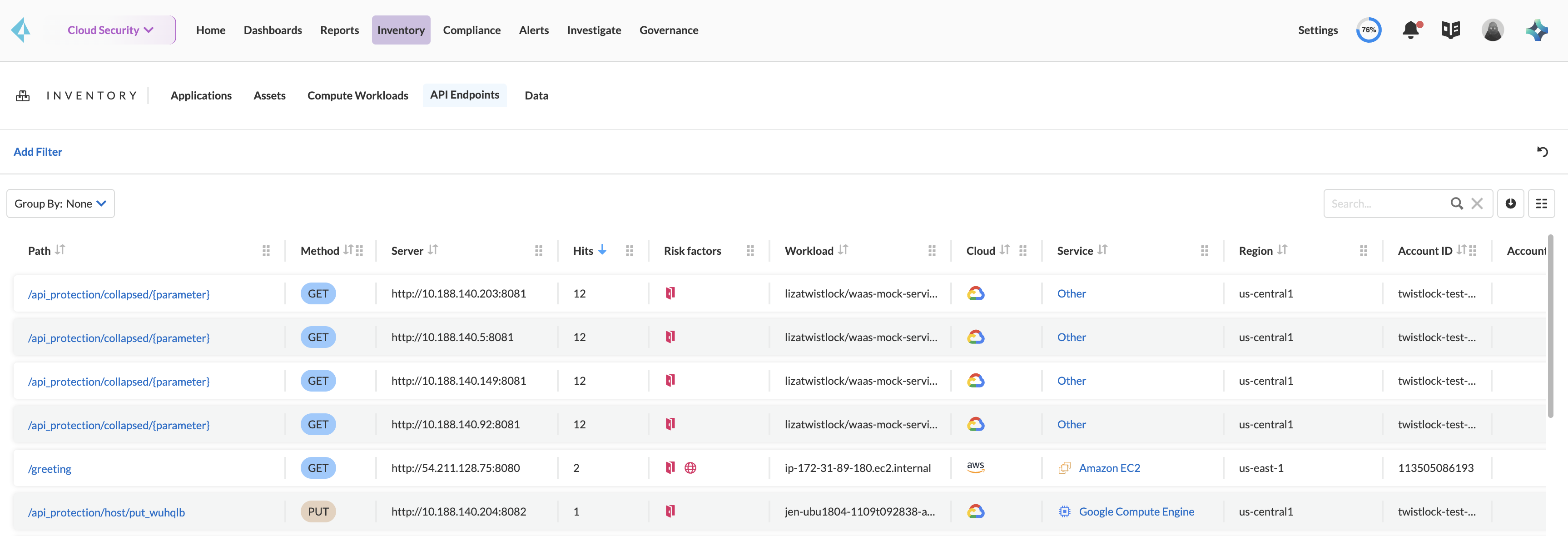 inventory api endpoints