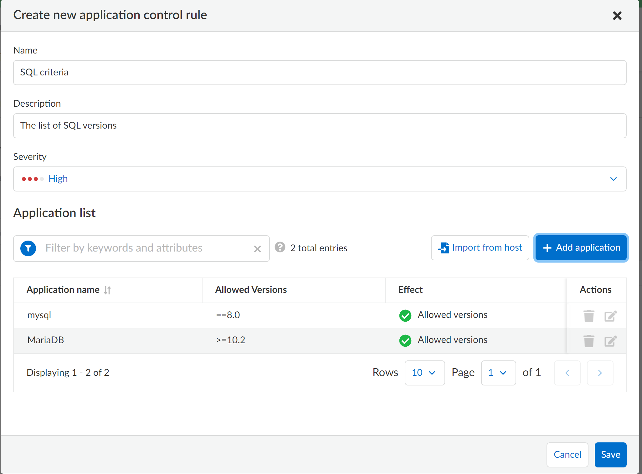 application host control add2