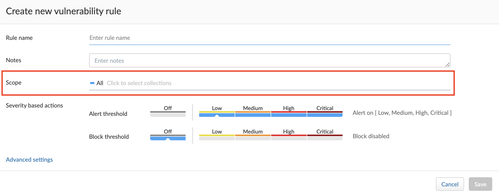 vuln management rules filters