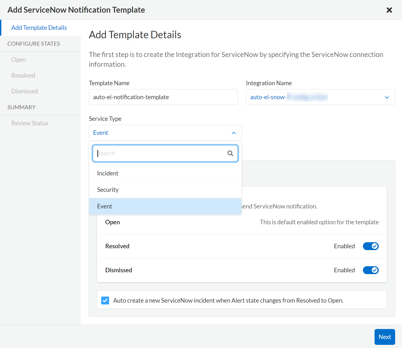 servicenow notification template