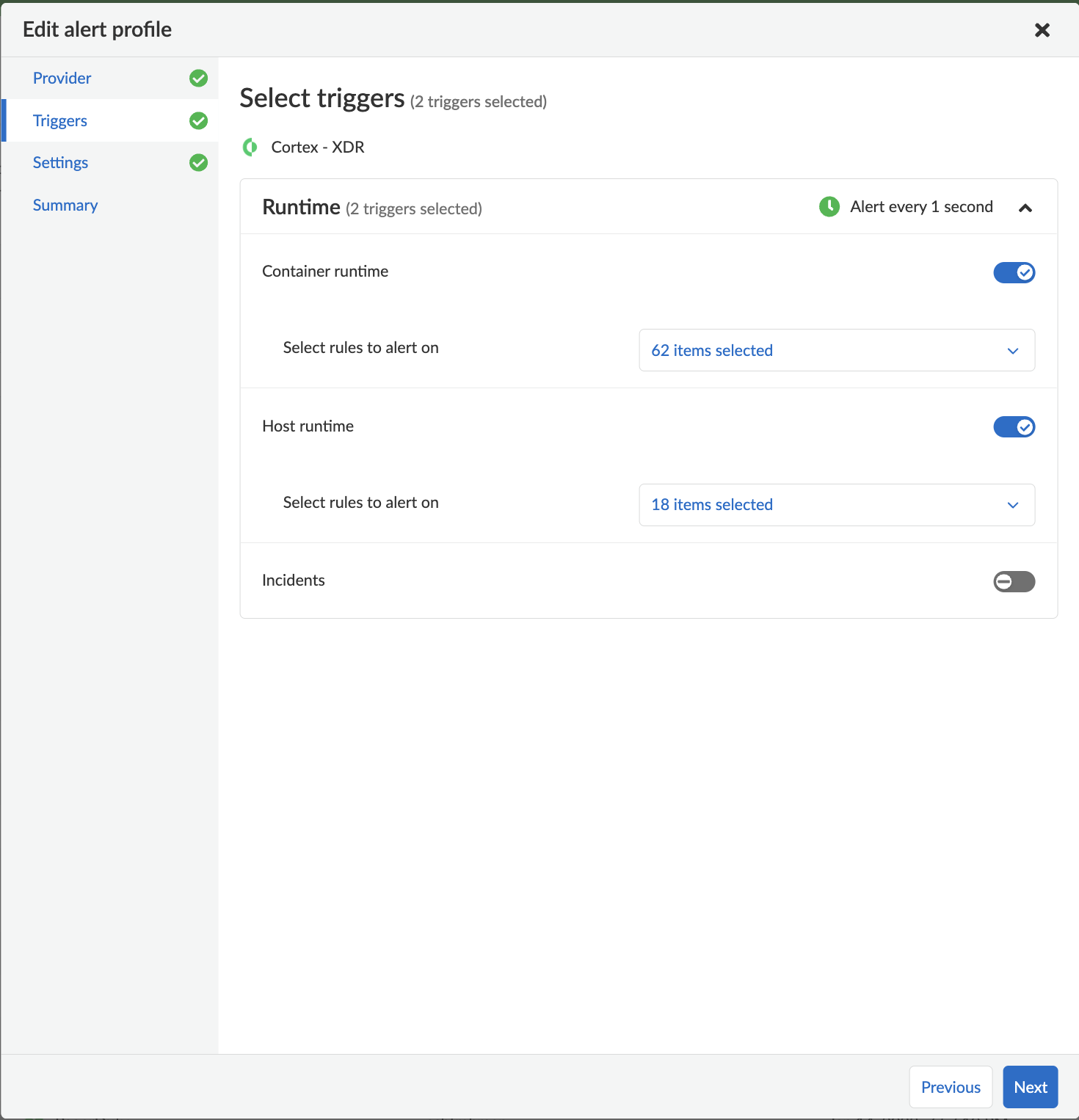 cortex xdr config triggers
