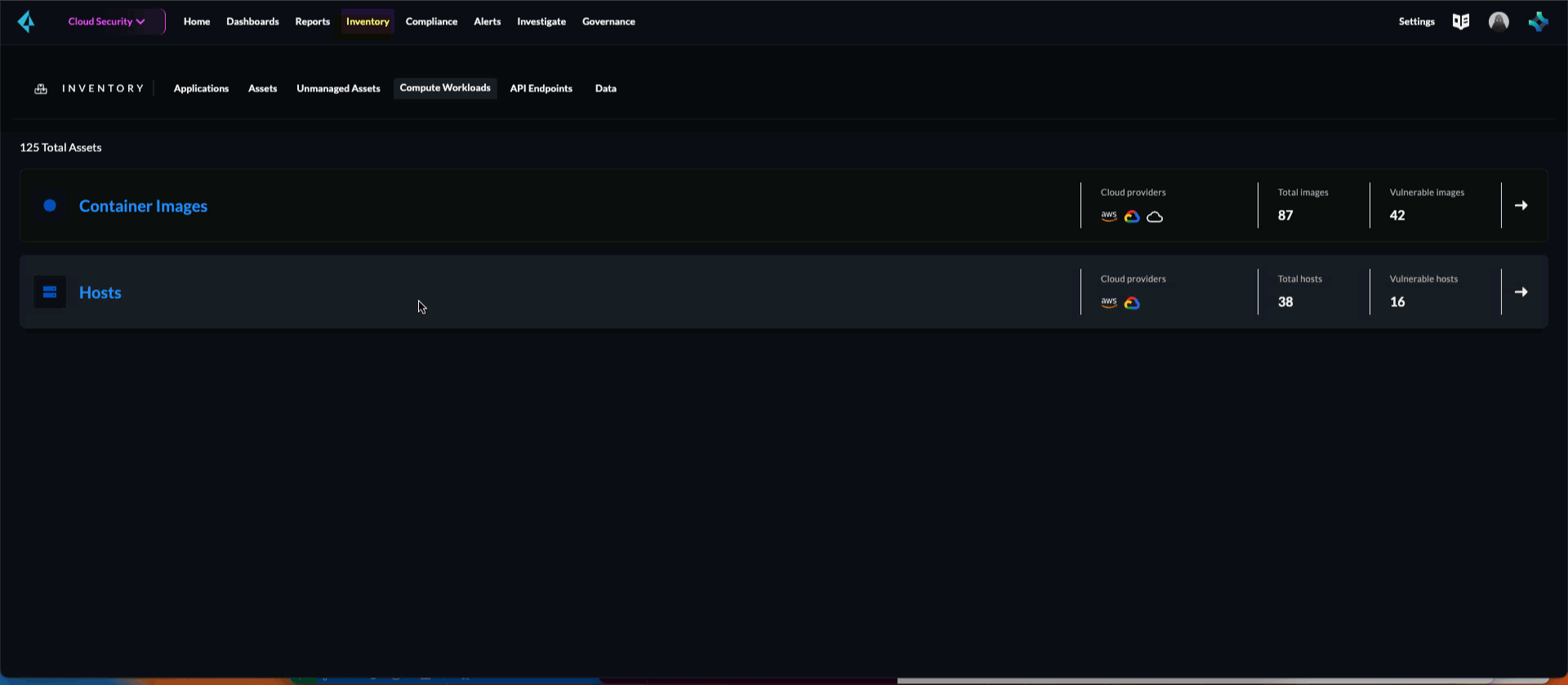 container image inventory sidepanel