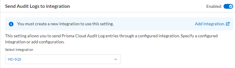 audit log to integration